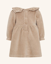 Robe une pièce moka à col volanté évasé