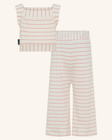 Ensemble haut et pantalon à rayures côtelées