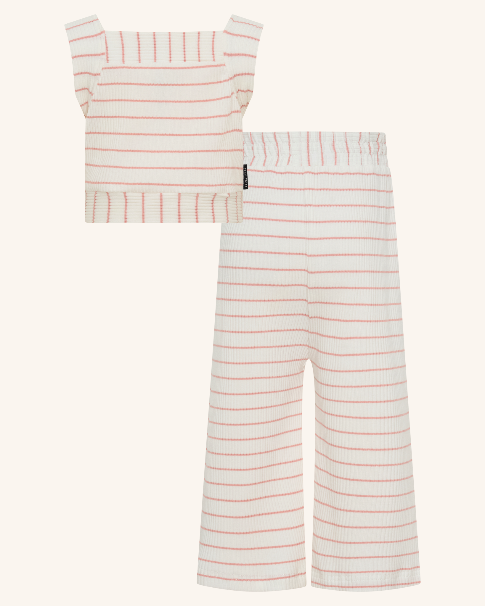 Ensemble haut et pantalon à rayures côtelées