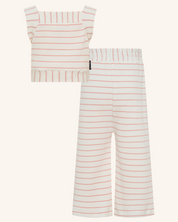 Ensemble haut et pantalon à rayures côtelées