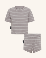 Ensemble à rayures côtelées gris anthracite