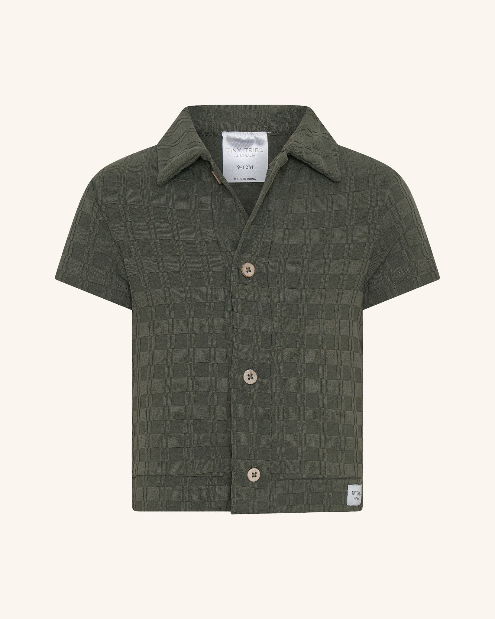 Chemise à col boutonnée olive