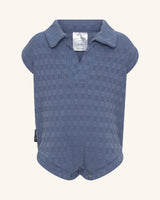 Blue Textured Snapsuit