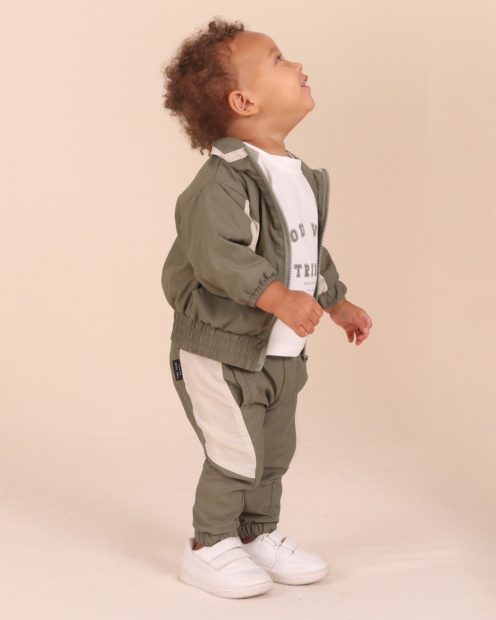 Khaki Colourblock Parachute Wind Breaker