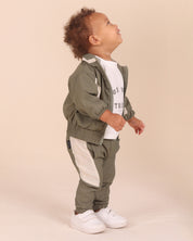 Khaki Colourblock Parachute Wind Breaker