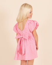 Lolly Stripe Puff Sleeve Bow Dress