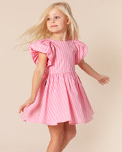Lolly Stripe Puff Sleeve Bow Dress