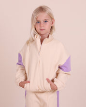 Sweat-shirt lilas à col montant zippé