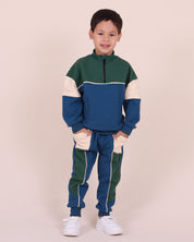 Blue High Neck Zip Segment Sweat Top