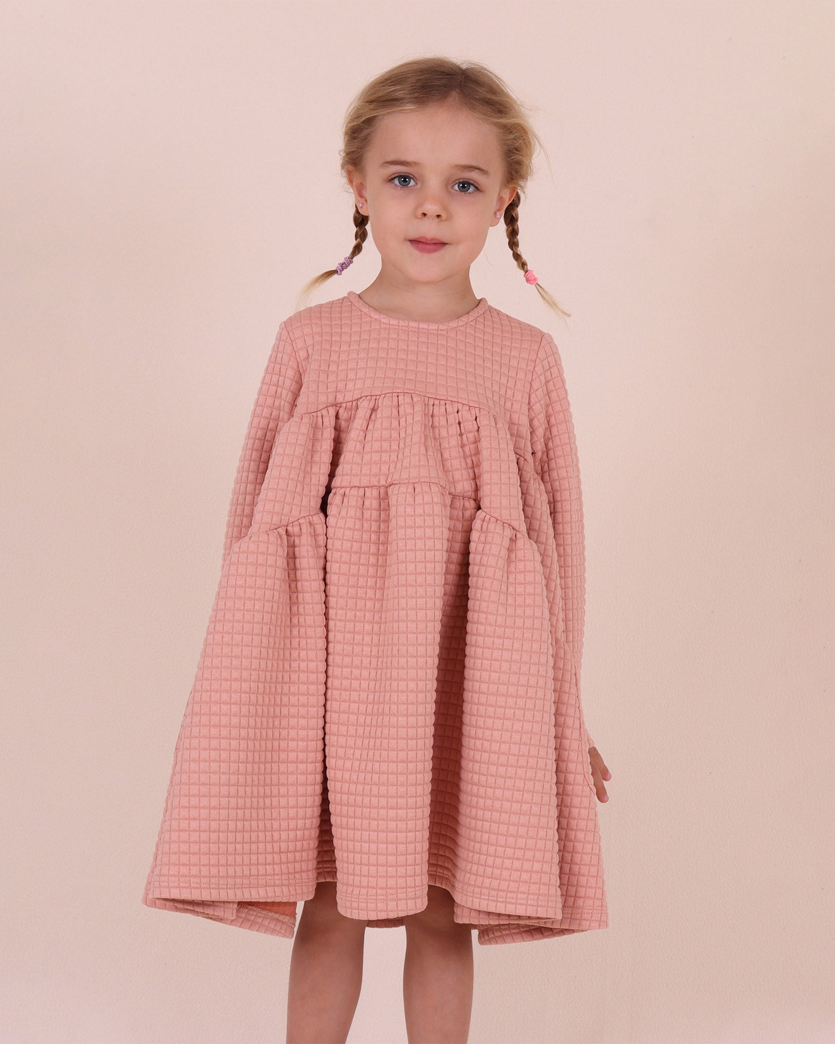 Quilted Long Sleeve Tiered Dress