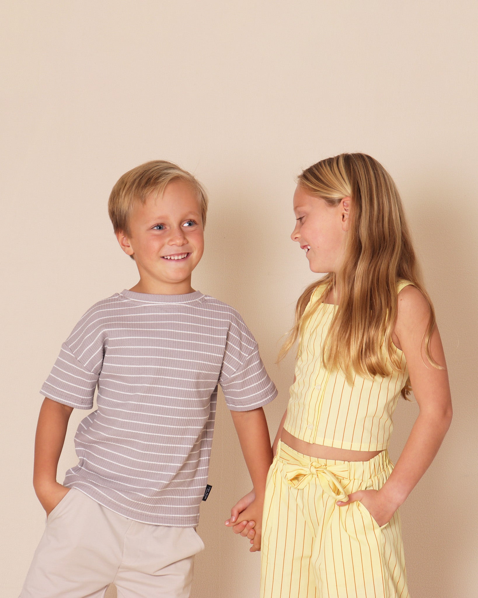 Yellow Lolly Stripe Crop Top Wide Pant Set