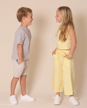 Yellow Lolly Stripe Crop Top Wide Pant Set