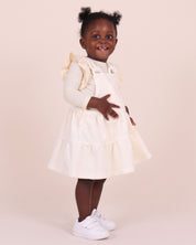 Cream Dungaree Waterfall Dress
