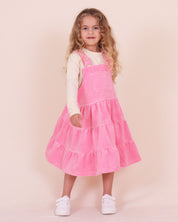 Salopette rose pour enfant, robe cascade