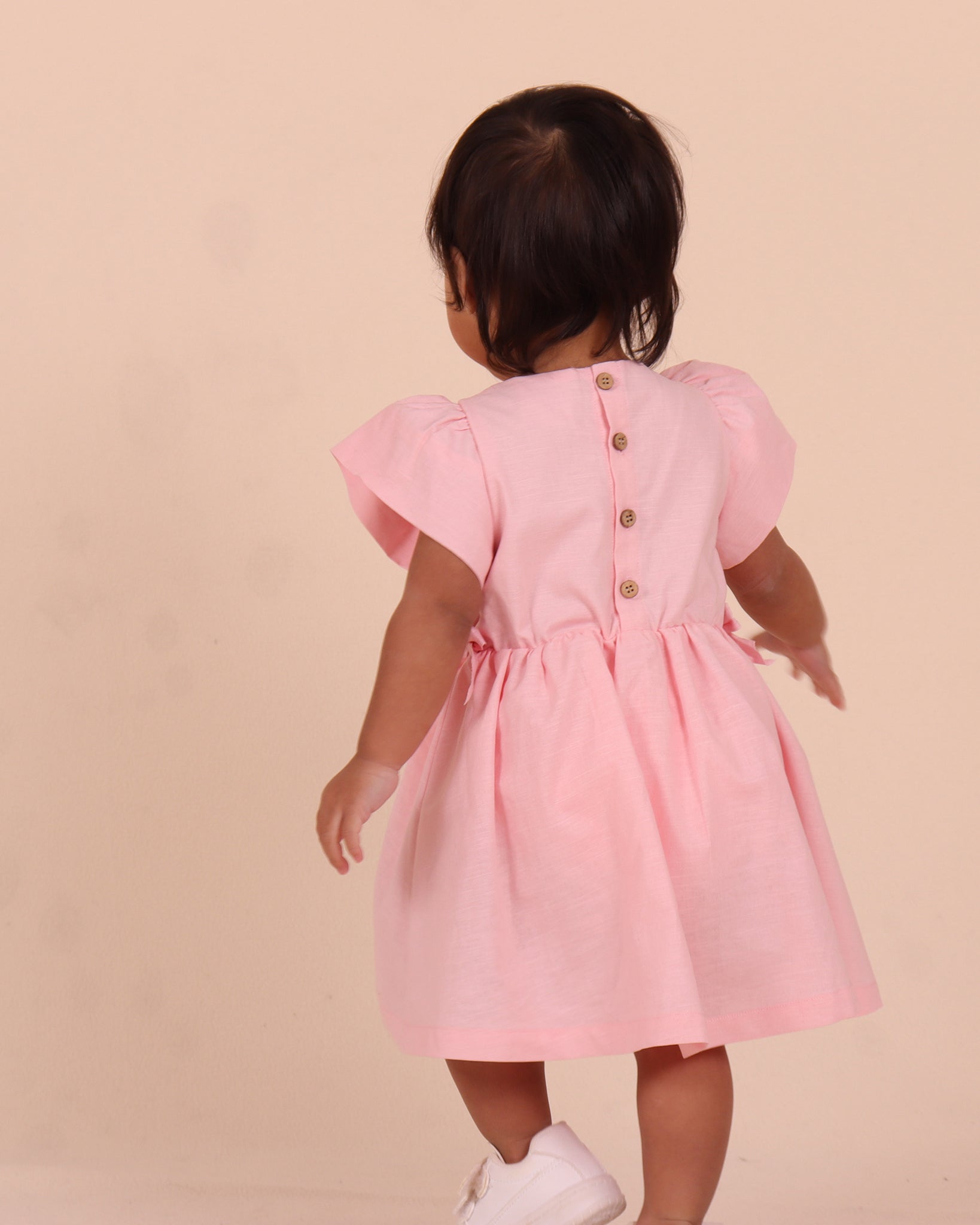 Linen Puff Sleeve All-In-One Dress