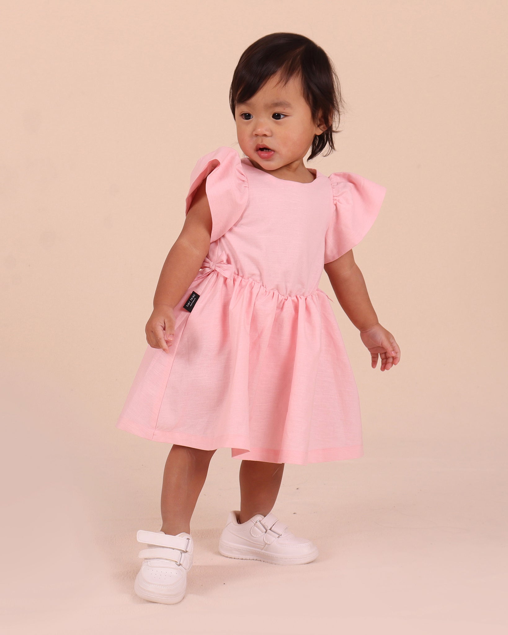 Linen Puff Sleeve All-In-One Dress