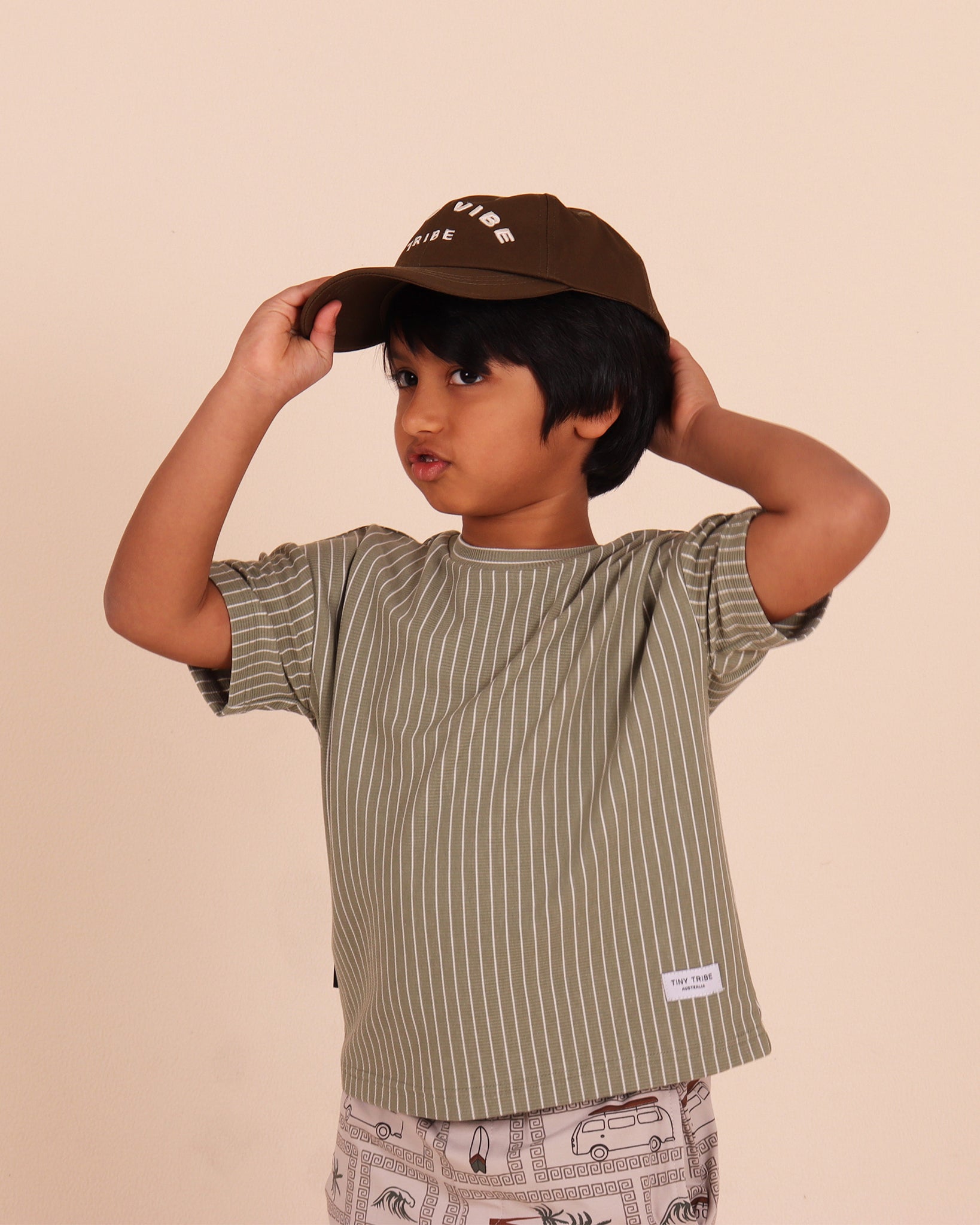 Core Stripe Ribb Tee Green