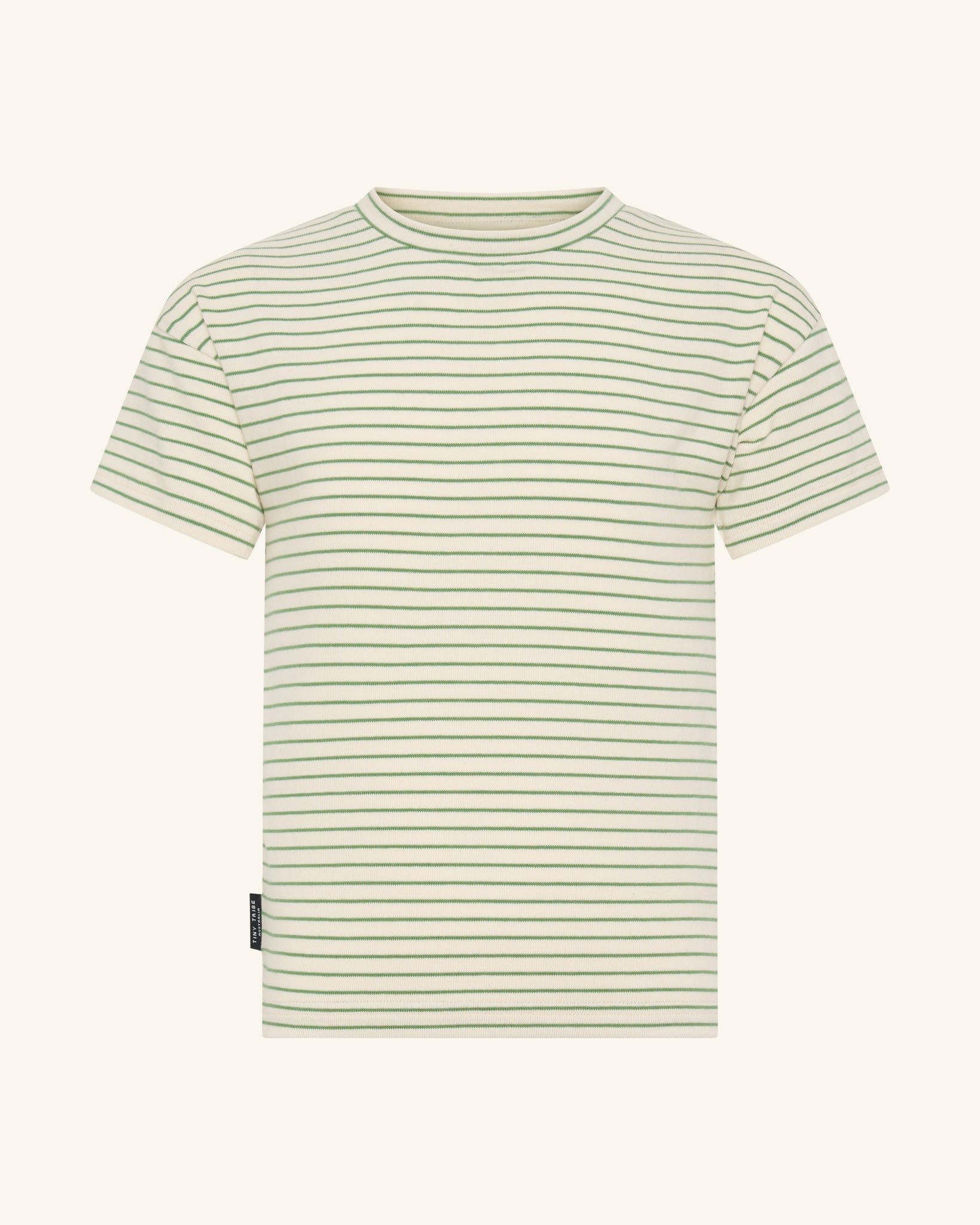 Green Rib Drop Shoulder Stripe Tee