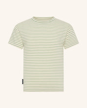 Green Rib Drop Shoulder Stripe Tee