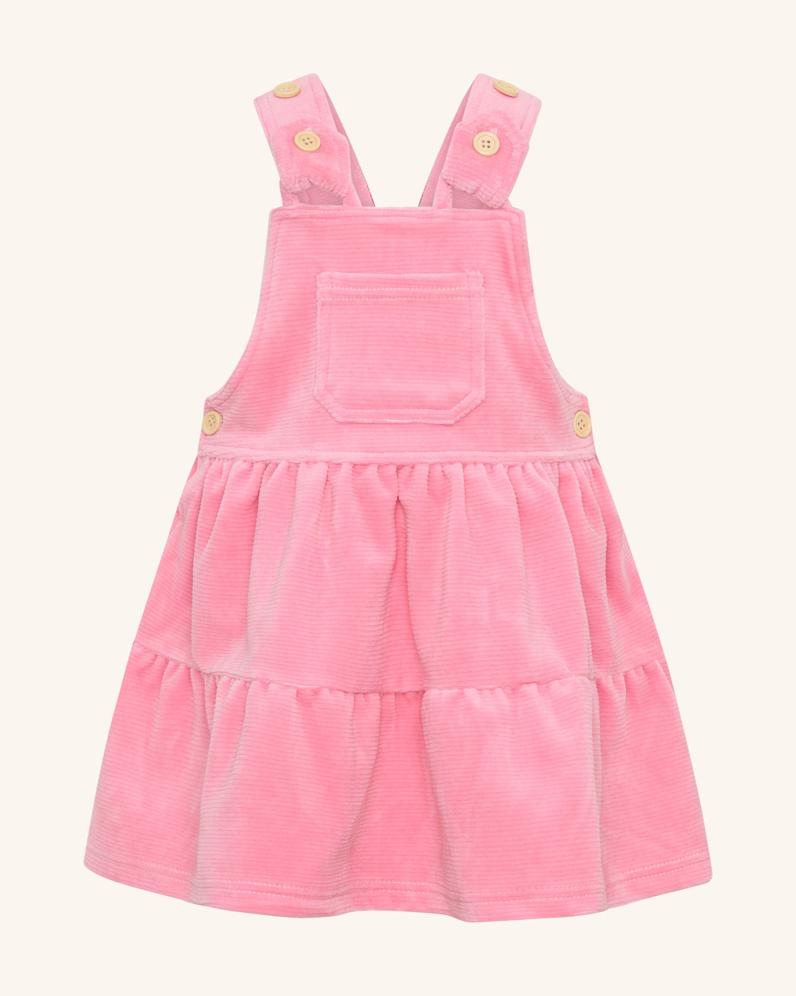 Robe salopette rose à cascade