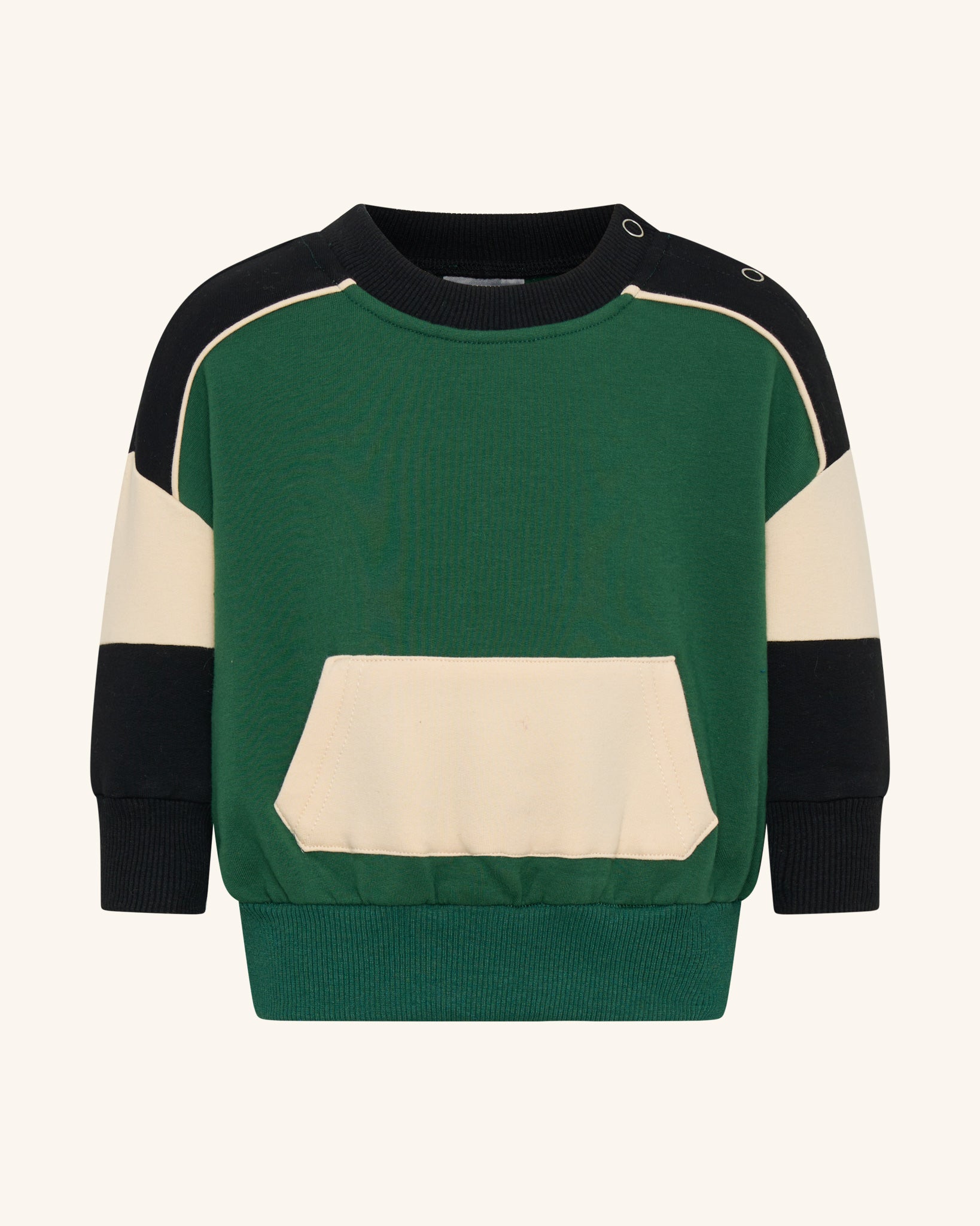 Sweat-shirt à segments passepoilés vert forêt Fun Tribe