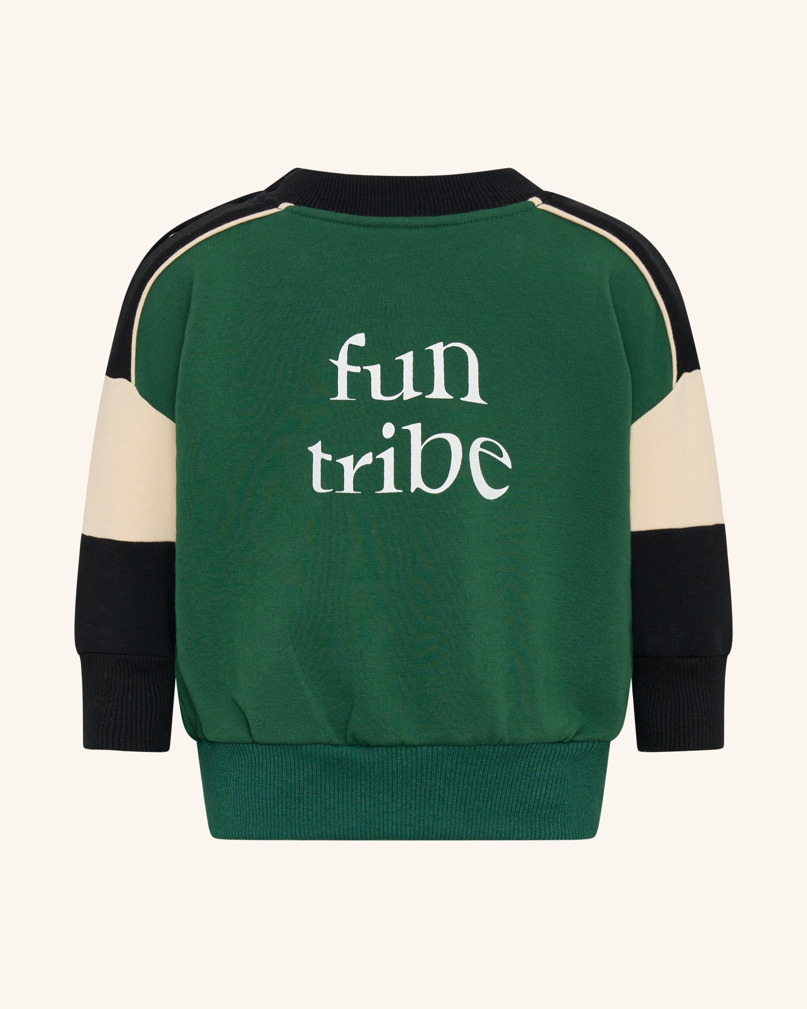 Sweat-shirt à segments passepoilés vert forêt Fun Tribe