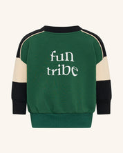Sweat-shirt à segments passepoilés vert forêt Fun Tribe