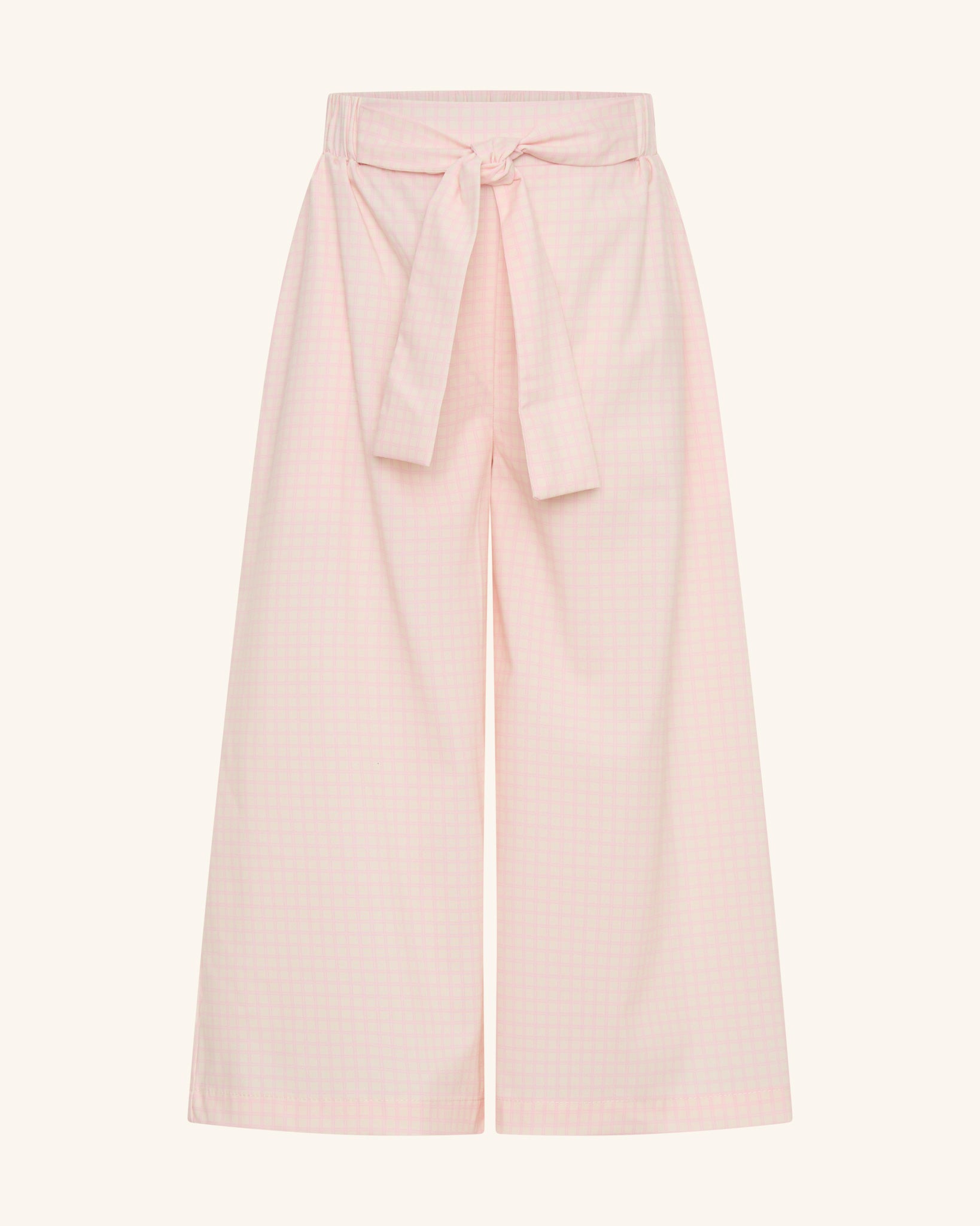 Pantalon rose à jambes larges et ceinture