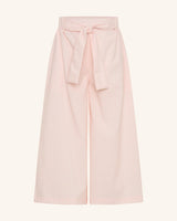 Pantalon rose à jambes larges et ceinture