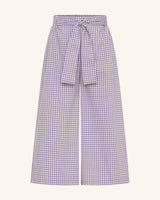 Pantalon lilas à jambes larges et ceinture