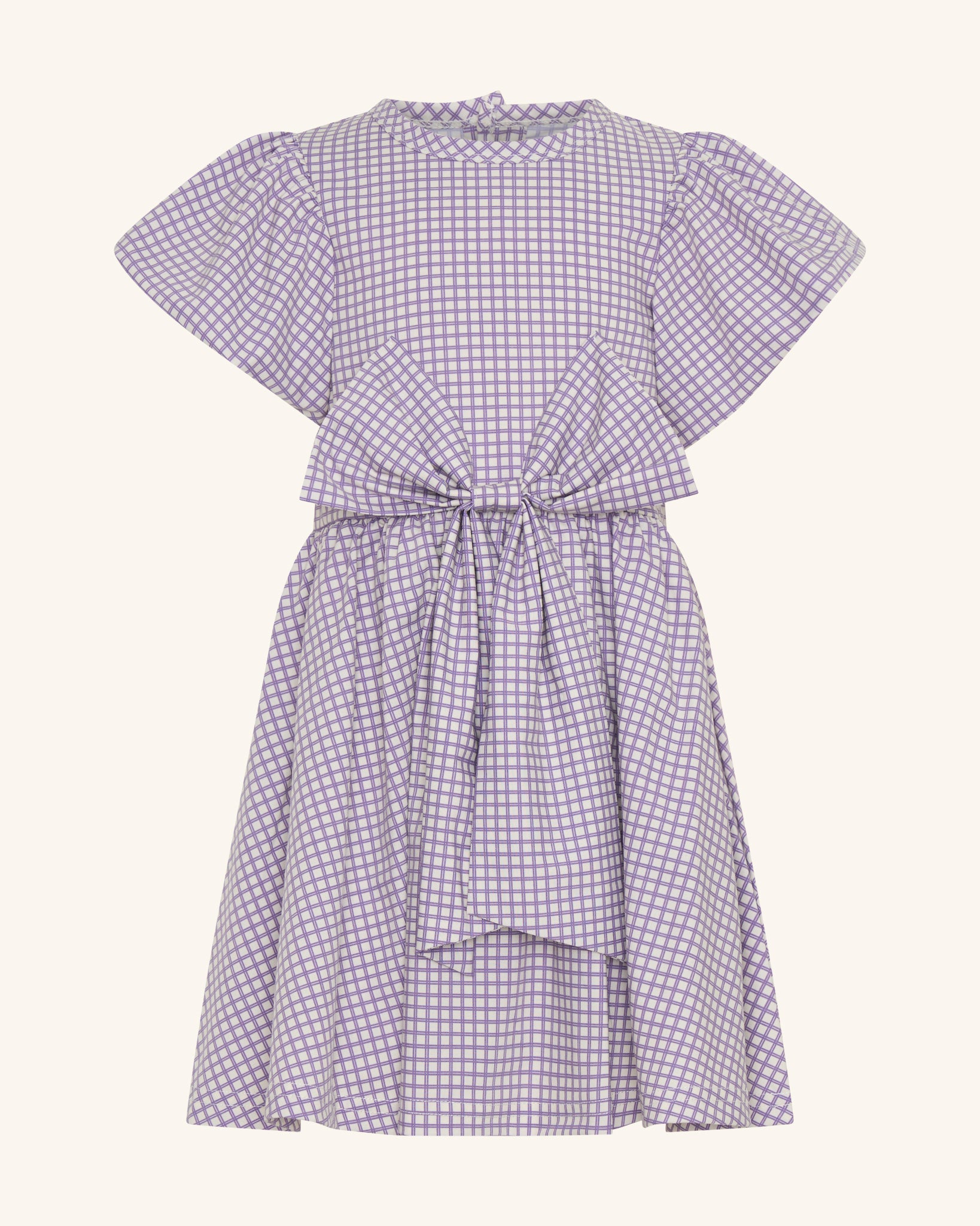Robe lilas à manches bouffantes et nœud