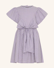 Robe lilas à manches bouffantes et nœud