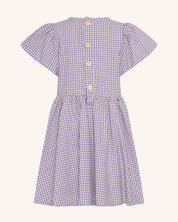 Robe lilas à manches bouffantes et nœud