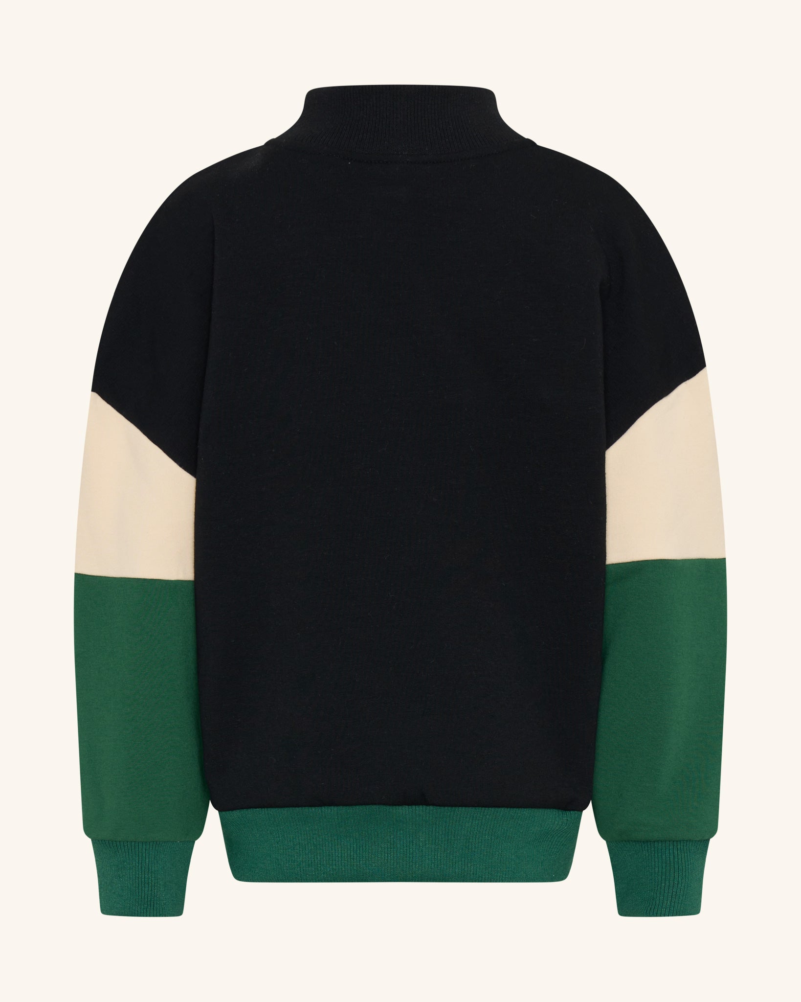 Sweat-shirt vert forêt à col montant et fermeture éclair segmentée