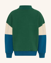 Blue High Neck Zip Segment Sweat Top