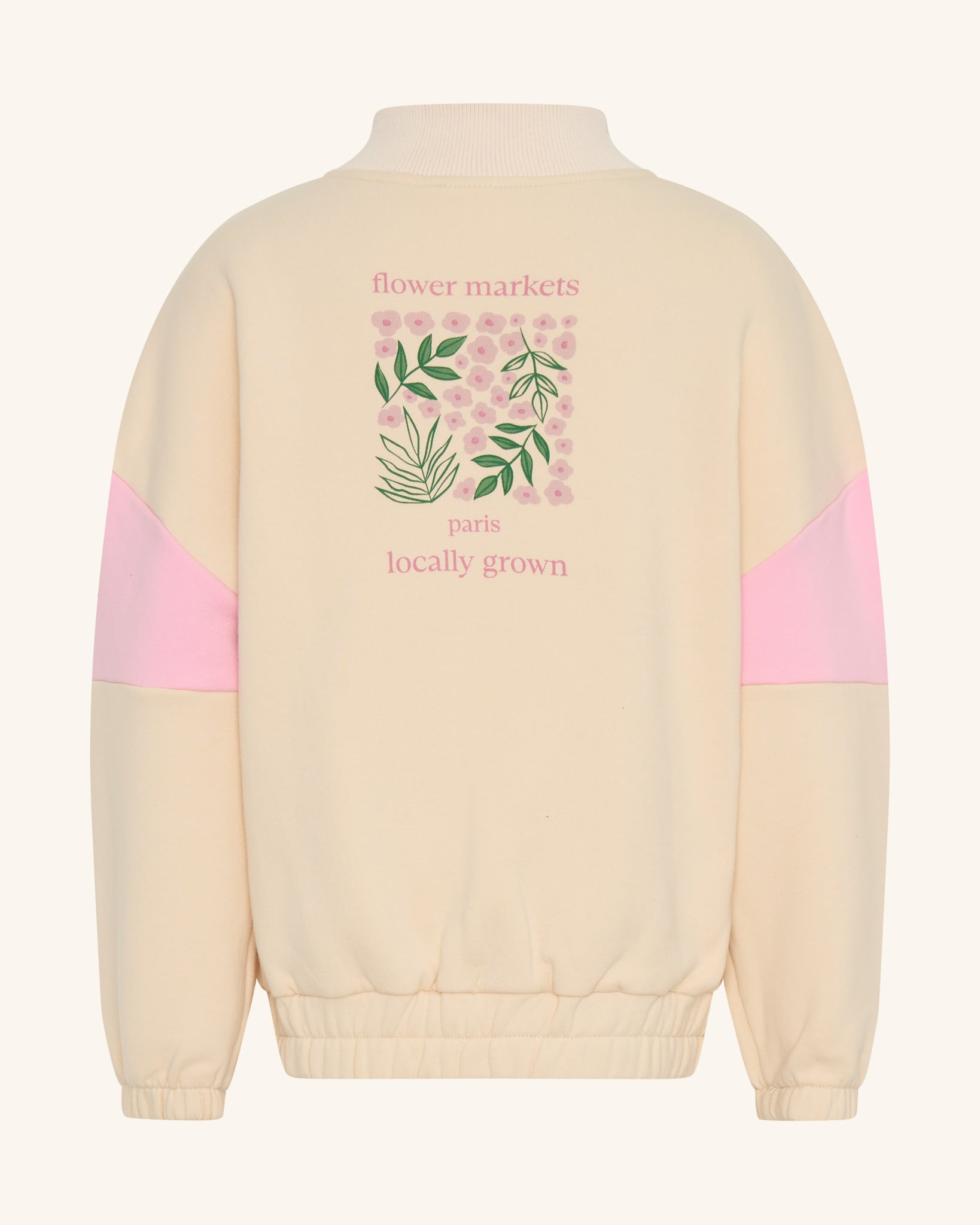 Sweat-shirt rose à col montant zippé