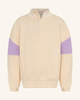 Sweat-shirt lilas à col montant zippé