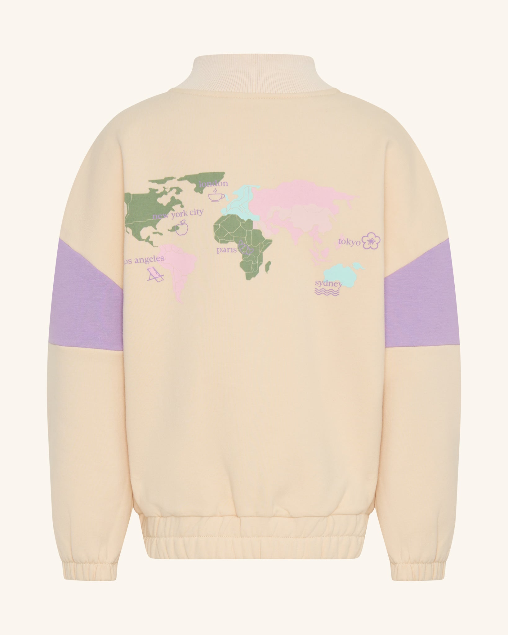 Sweat-shirt lilas à col montant zippé