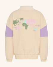 Sweat-shirt lilas à col montant zippé