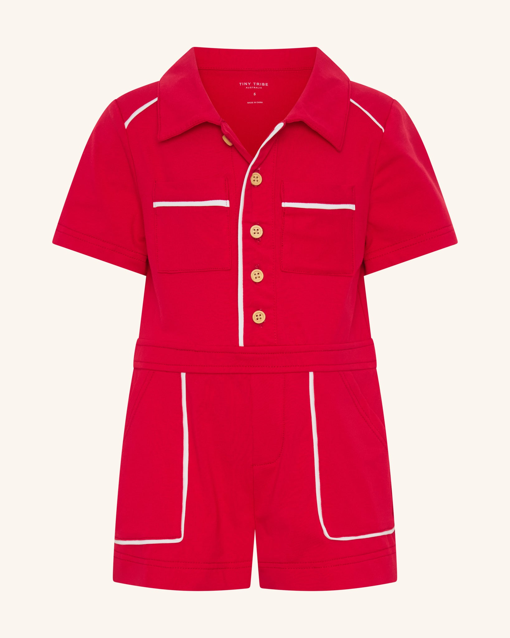 Piping Playsuit Red