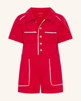 Piping Playsuit Red