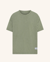 T-shirt côtelé à rayures vertes