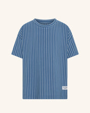 T-shirt côtelé à rayures bleues