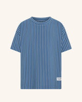 T-shirt côtelé à rayures bleues