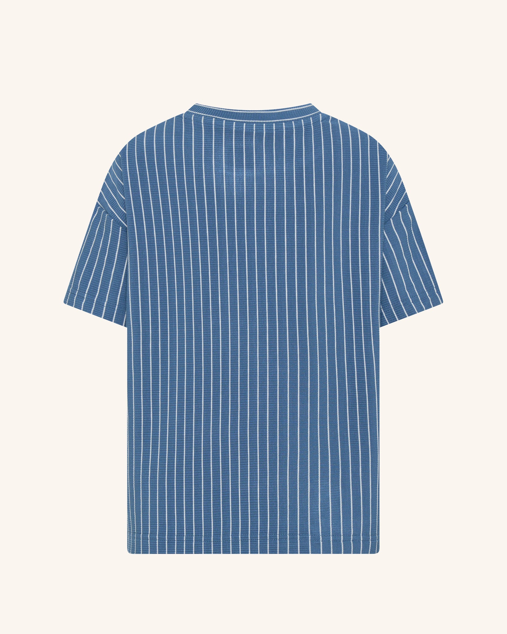 T-shirt côtelé à rayures bleues