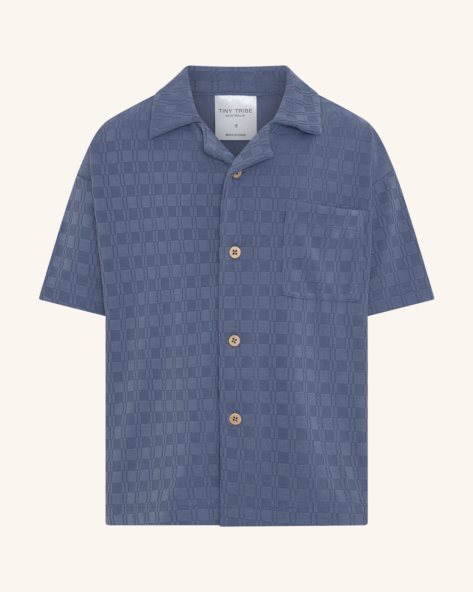Chemise à boutons texturée pour petit garçon, bleu ardoise