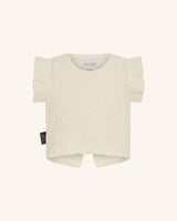 Haut en coton froncé à volants et dos croisé