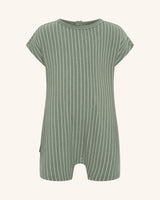 Combinaison à rayures côtelées verte