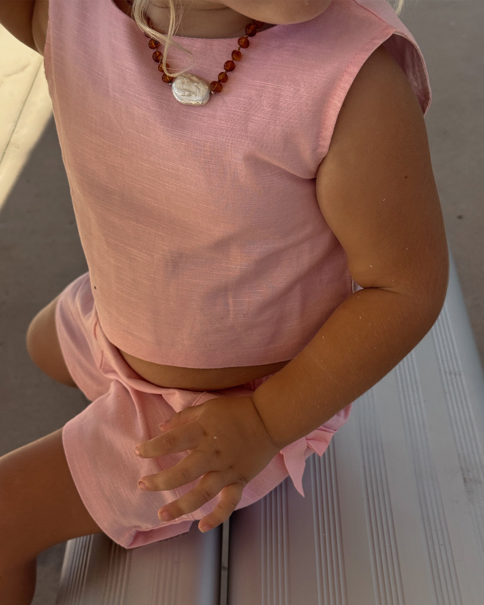 Linen Piping Crop Top
