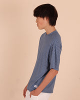 Youth Blue Vertical Stripe Ribb Tee